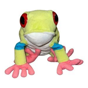 Wild Republic Red-Eyed Tree Frog Plush 12" Zoo Animal Toy EUC